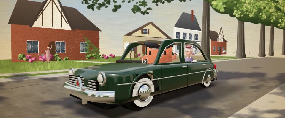 No.62 Driving Miss Daisy (1989) in OPUSCAR 98, Rockwell-style Oil Illustration